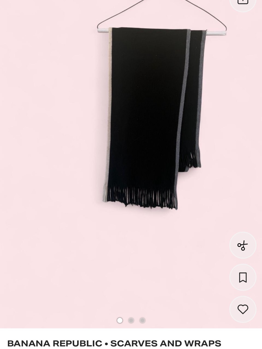Banana Republic Black Scarf with Gray Trim
